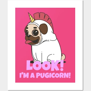 Look! I'm a pugicorn (half pug half unicorn) Posters and Art